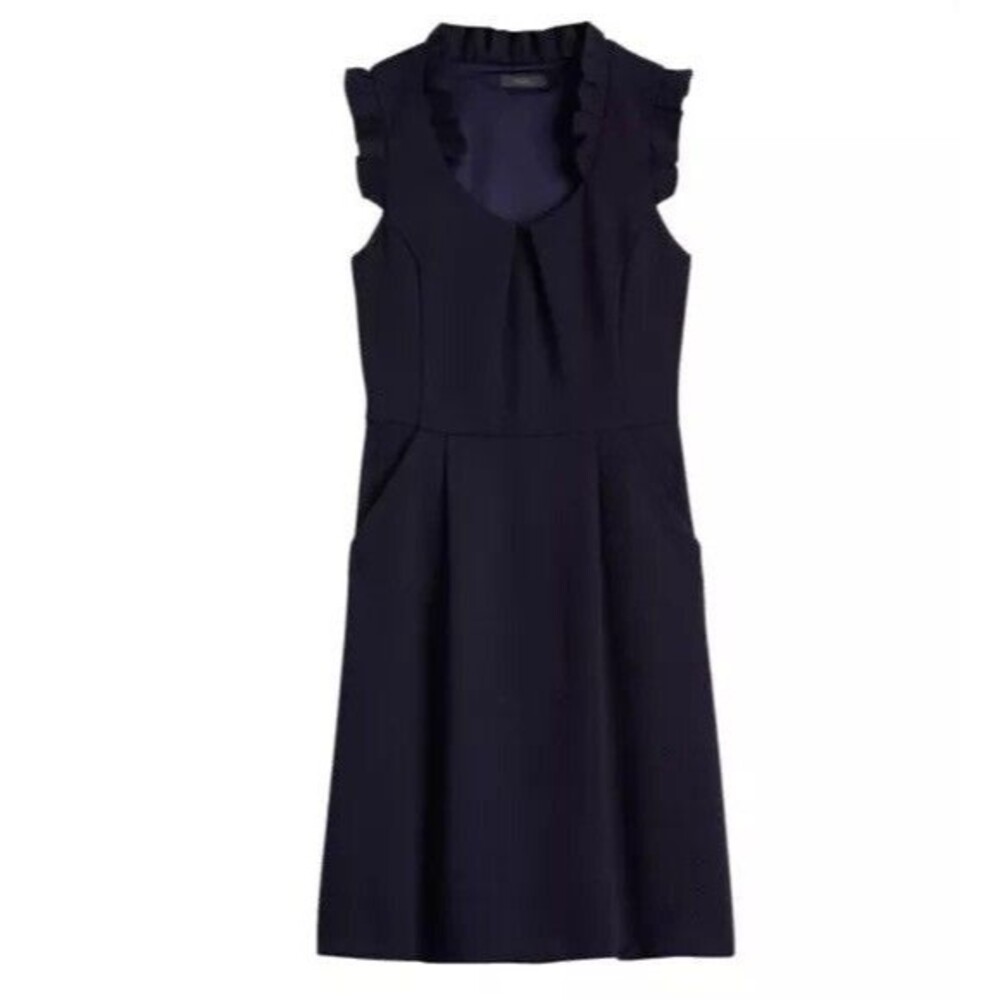 anthropologie THML 2  XS fit n flare textured dress navy NWT